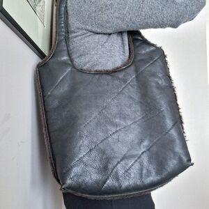 Vintage Rudsak Made In Canada Leather Faux Fur Tote Bag EUC 90s Y2K